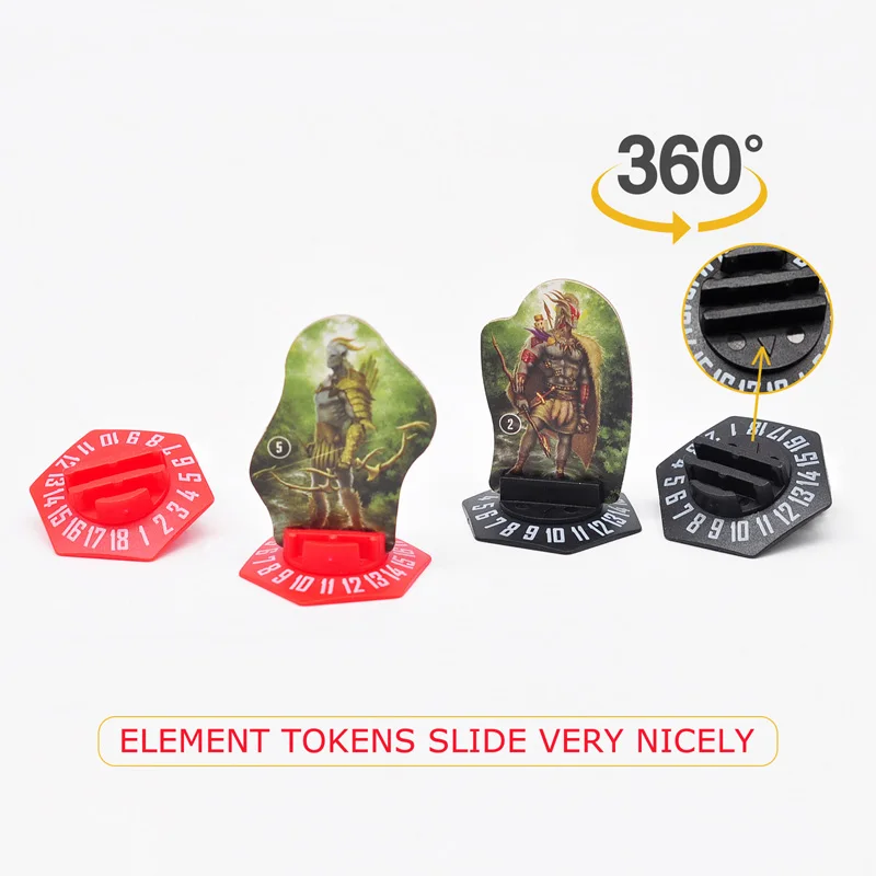 Gloomain Standee Bases paquete de 30 soporte de monstruo hexagonal impreso en 3D con rastreador de salud y ranuras de fichas de Estado-3