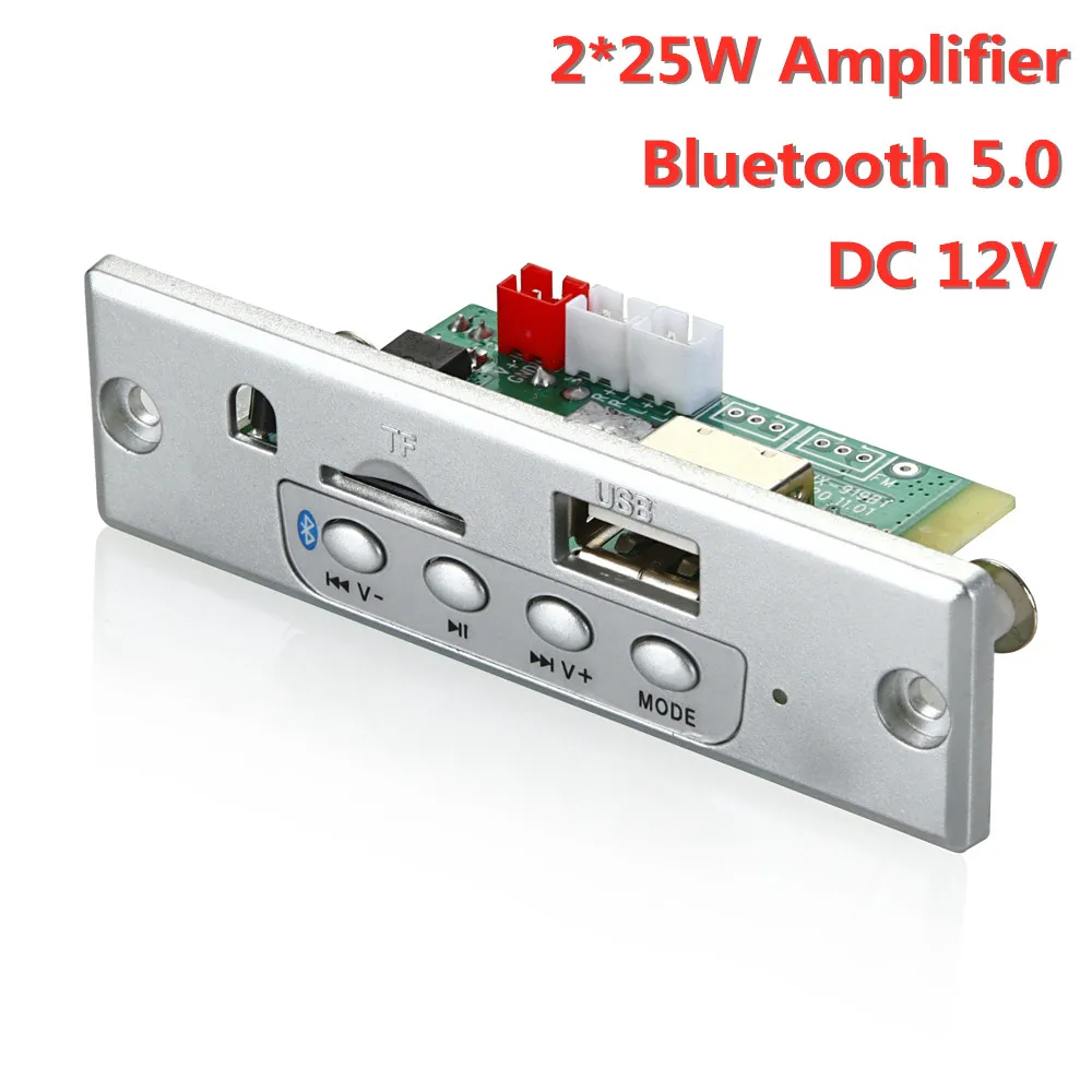 

ARuiMei 2*25W 50W amplifier MP3 Player Decoder Board 12V Bluetooth 5.0 Car FM Radio Module Support TF USB AUX