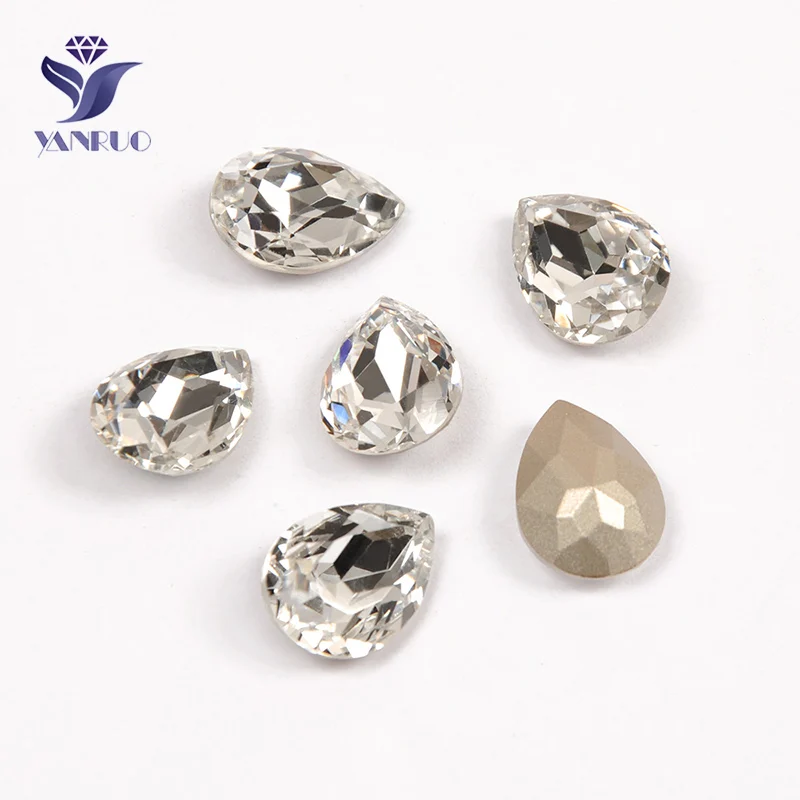 Crystals YANRUO, 4320, каплевидное стекло, Пришивные кристаллы, слеза, каплевидные стразы, Стразы для шитья, бусины, камни для одежды - Цвет: Crystals