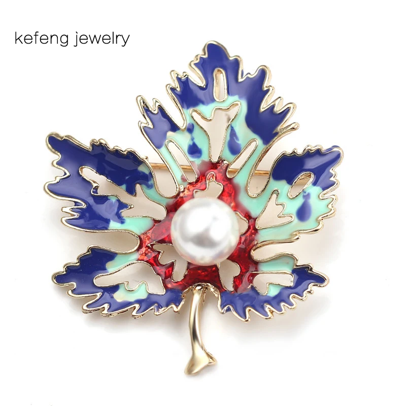 Таинственный фиолетовый жемчуг кленовый лист броши в виде цветка из бисера