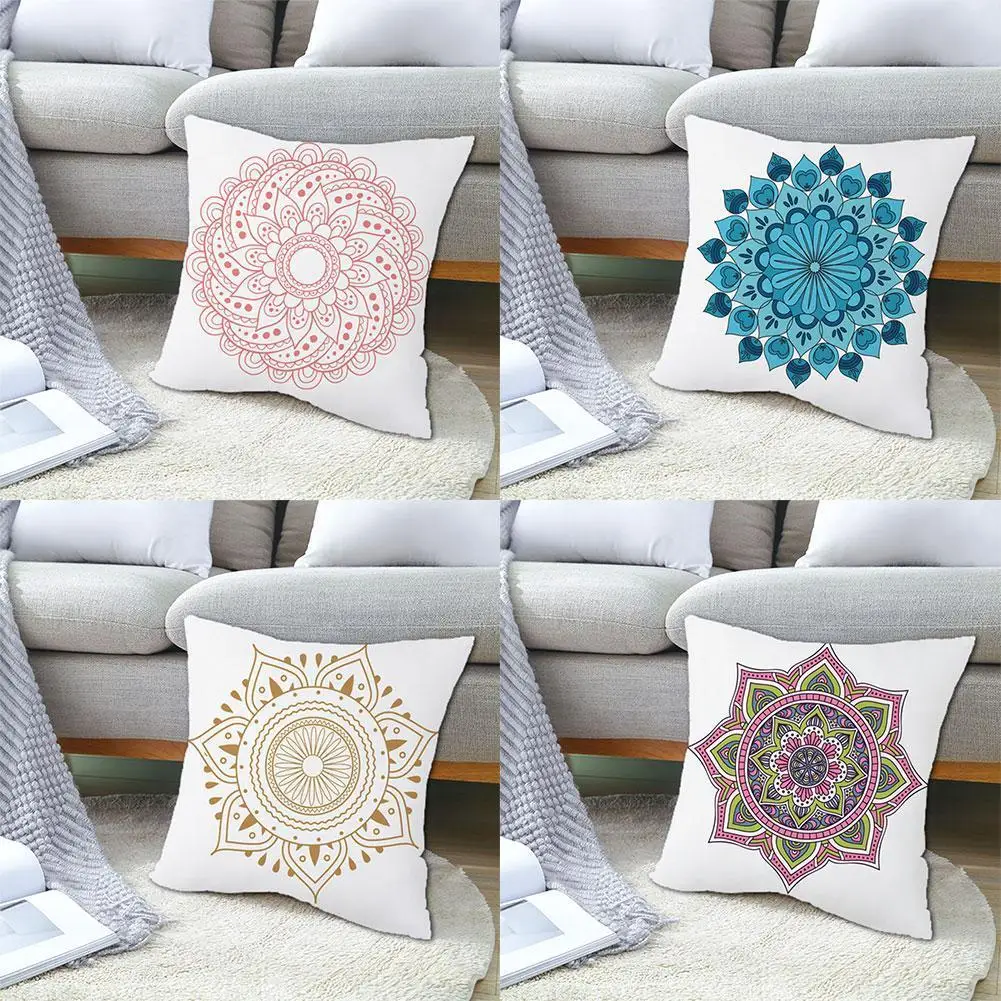 

Bohemian Style Pattern Cushion Cover Polyester Mandala Printing Throw Pillowcase Home Sofa Car Decoration Pillowcase 45CM X 45CM