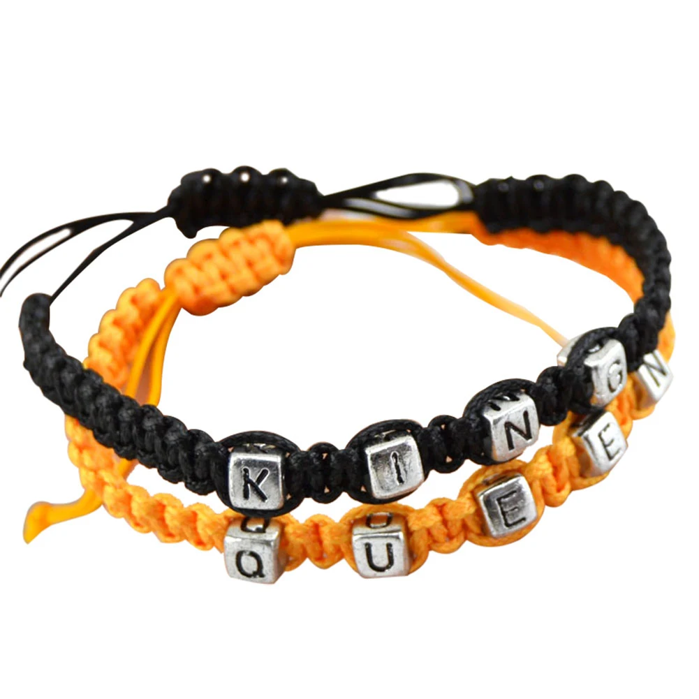 2 шт./компл. Мода ручной работы с плетеной тесьмой король и королева пара браслеты