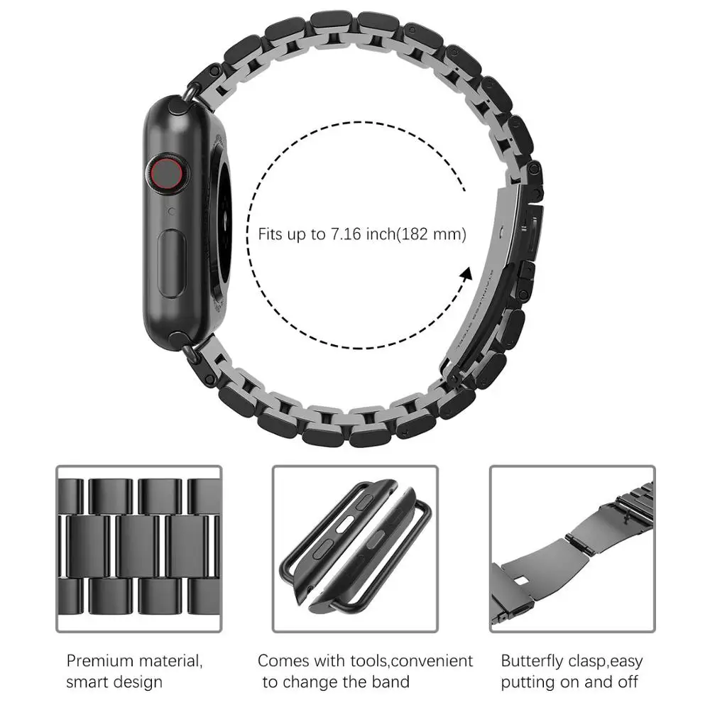 strap for apple watch band 44mm 40mm iwatch band 38mm 42mm stainless steel metal watchband bracelet apple watch serie 3 4 5 se 6 free global shipping