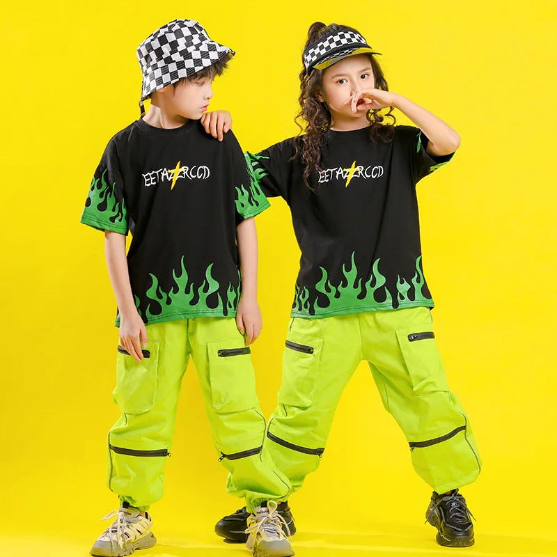 

New Jazz Dance Costumes Kids Ballroom Dancing Competition Clothes Stage Outfits Girls Short Sleeve Street Dance Outfits SL3290
