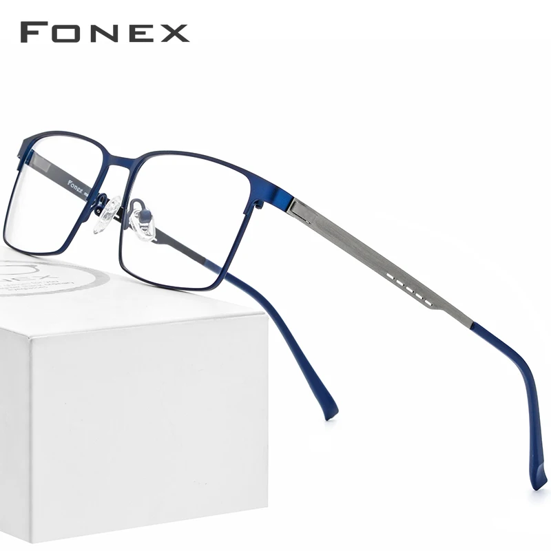 Очки по рецепту из FONEX сплава, полная оправа, квадратные очки для близорукости, оправа для мужчин, оптические очки без винтов, очки для мужчин 8841