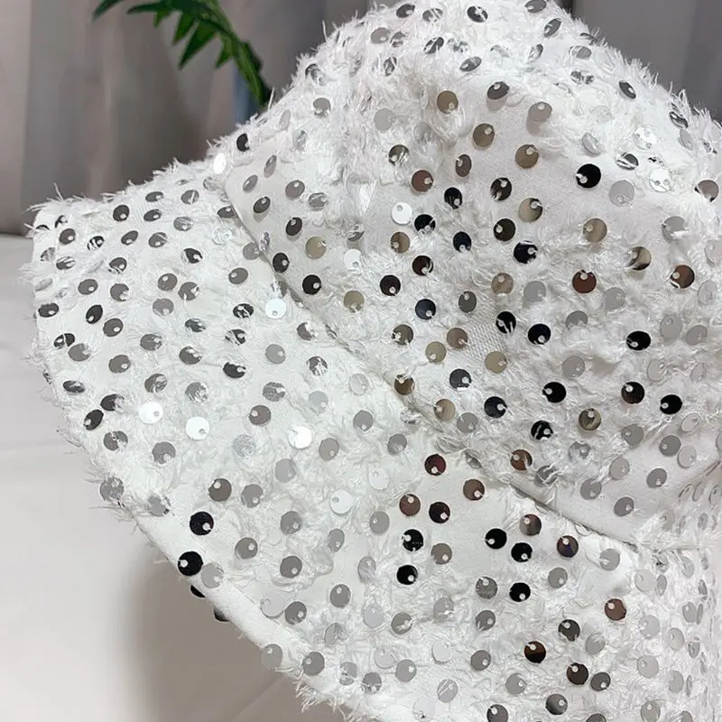 Женская Солнцезащитная Панама с блестками и кисточками Пляжная Рыбацкая шляпа