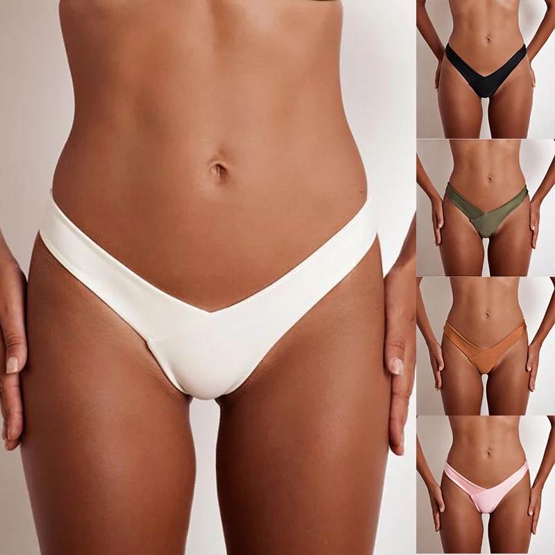 Сексуальные женские стринги одноцветные с низкой талией пляжные купальники