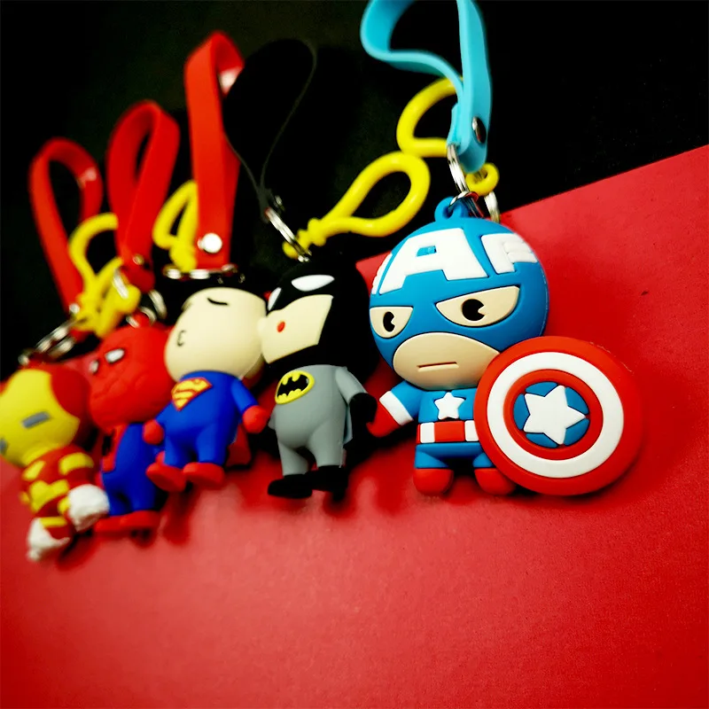 Мстители брелок кулон Человек-паук Капитан Америка 3D мягкий Супермен Бэтмен