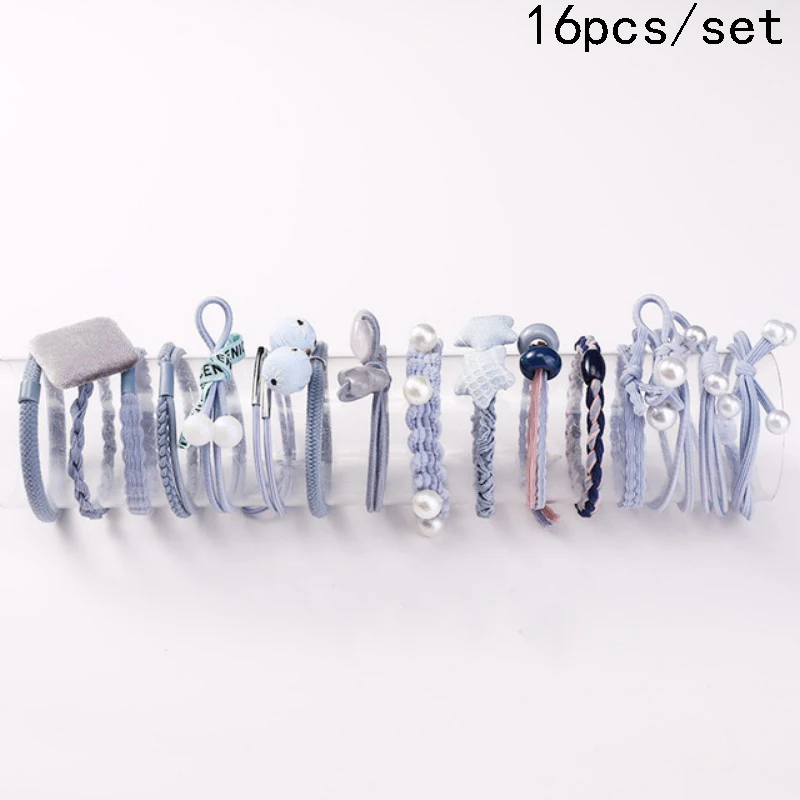 set 14 8/12/16/20/25 шт. Для женщин; обычная блузка для девочек; платье с жемчужинами; резинка для волос, обтянутая тканью; трикотажные резинки для волос хвост держатель повязки для волос аксессуары для волос комплект - Цвет: set 14