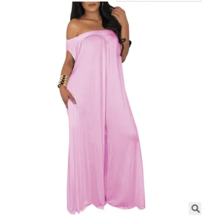 Женский свободный комбинезон без рукавов повседневный однотонный длинный в