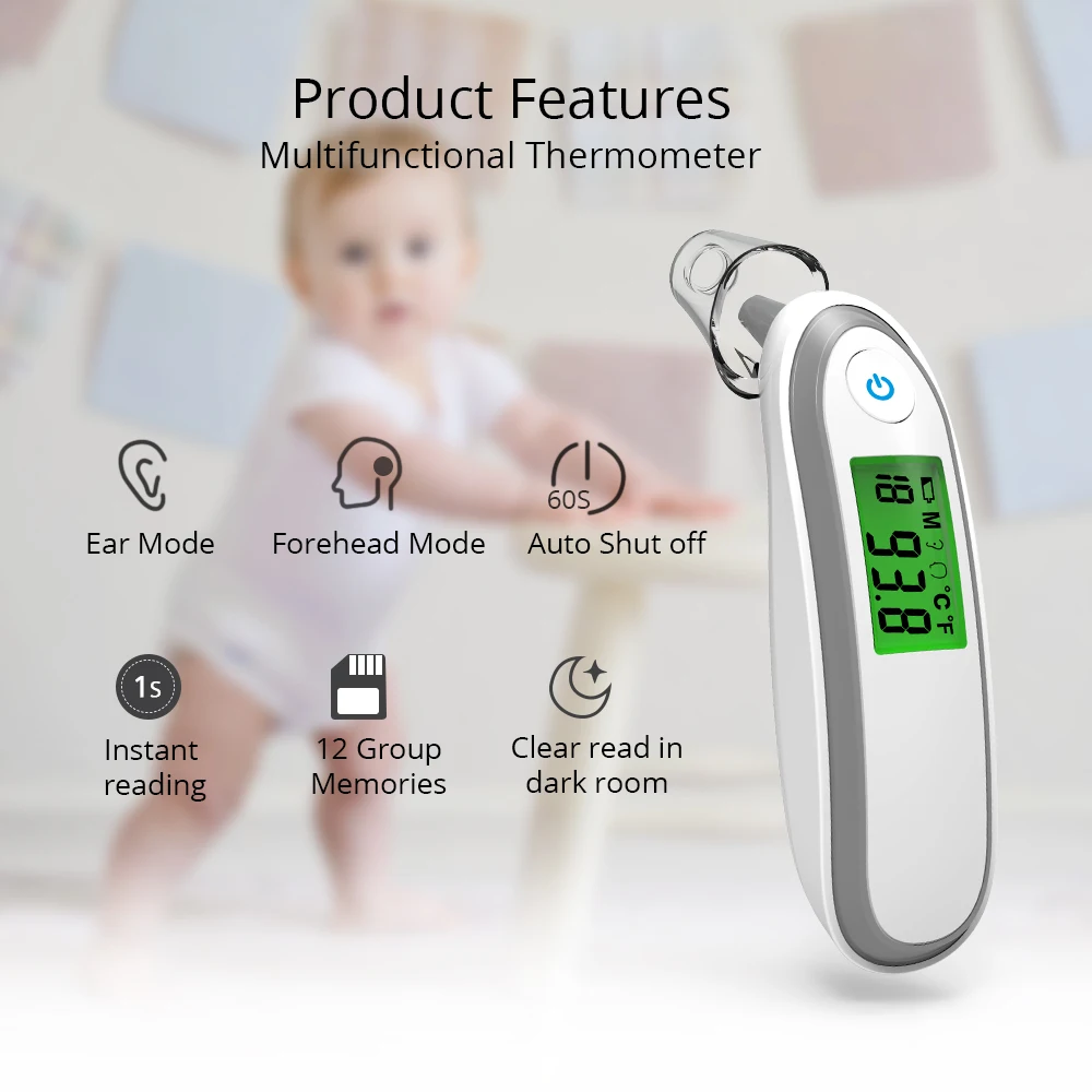BGMMED Детский термометр Инфракрасный цифровой LCD измерение тела Лоб уха