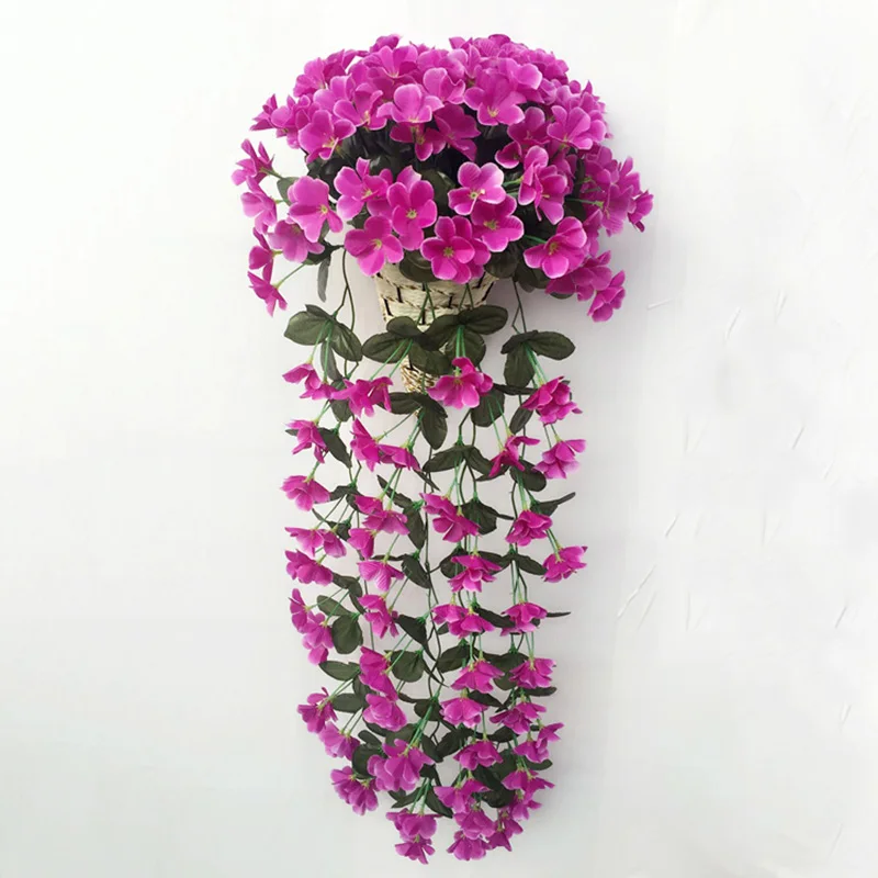 five-petal bouquet Новое Фиолетовое искусственное цветочное украшение имитация настенная корзинка Цветок Орхидея, цветы из шелка длинная лоза - Цвет: five-petal bouquet