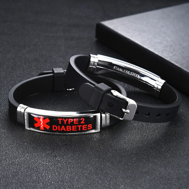 Диабет эпилепсии силиконовый браслет обруч регулируемый Длина для мужчин женщин