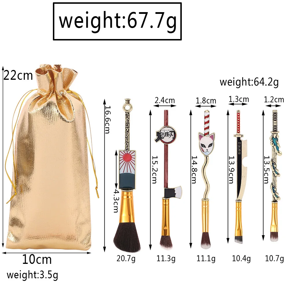 

Demon Slayer 5pcs/Set Makeup Brush Tool Makeup Brush Set Face Cosmetic Powder Highlight Blending Eyebrow Eyeshadow With Bag