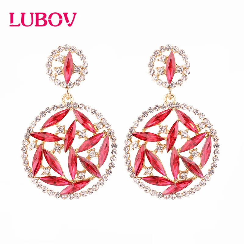 LUBOV модные 9 цветов s Стразы инкрустированные акриловые висячие серьги золотого