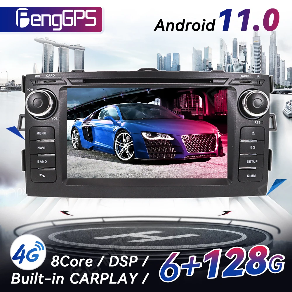 

DVD-плеер на Android 11,0 для Toyota Auris 2006-2012 с GPS-навигацией, мультимедийное головное устройство с сенсорным экраном и Carplay DSP 4 + 64 ГБ
