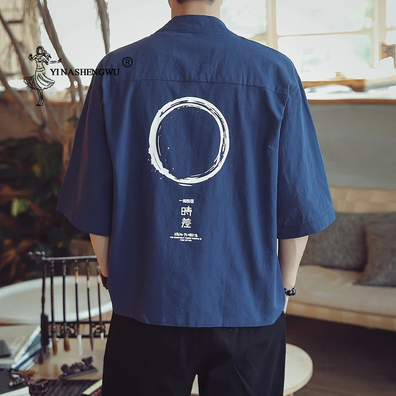 Yukata, мужское кимоно, кардиган, мужские японские кимоно, верхнее пальто, кимоно, костюм для косплея, принт, азиатская одежда, летние пляжные повседневные рубашки