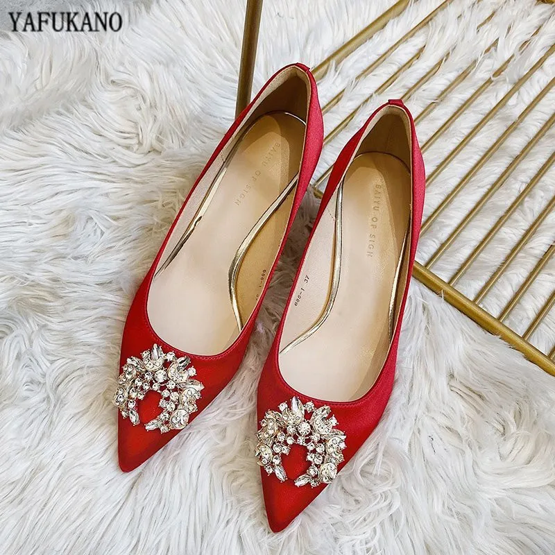 Свадебные туфли Стразы 2020 на шпильках для вечеринки свадебные в китайском стиле