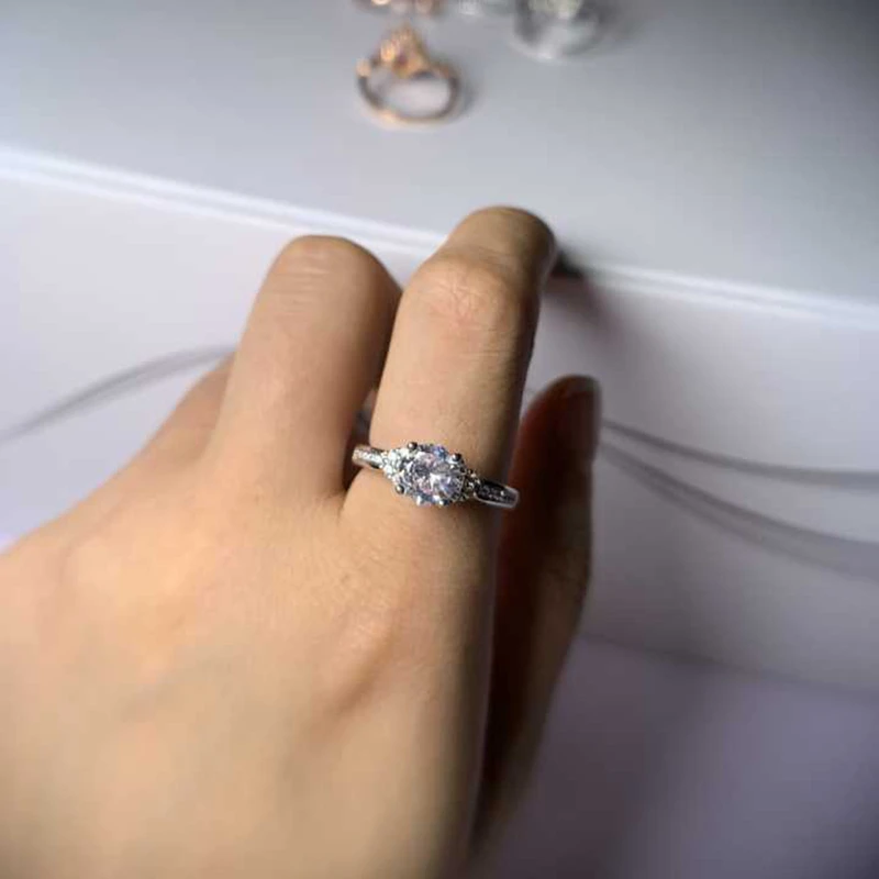 ANGELFRIGG New Design Korean Silver Color Finger Rings With Clear CZ For Women Valentine's Day Wedding Fashion Jewelry Gift | Украшения
