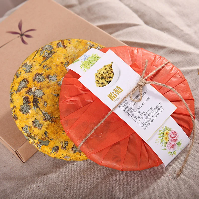 

200g China Yunnan Specialty Chrysanthemum Flower Cake Organic Dried Flower Green Health Care Lose Weight Flower