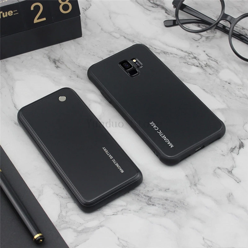 Чехол для аккумулятора для Samsung Galaxy S8 S9 S10 Plus S10E градиентное закаленное стекло Беспроводная Магнитная батарея зарядное устройство чехол для банка питания