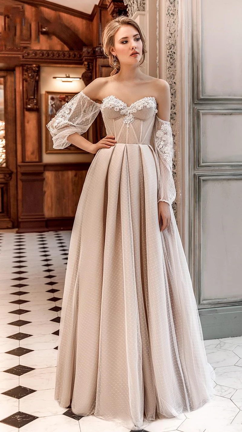 Verngo A-Line Boho накладное украшение для свадебного платья кружевное свадебное платье без бретелек Элегантное свадебное платье цвет шампанского свадебное платье в стиле бохо