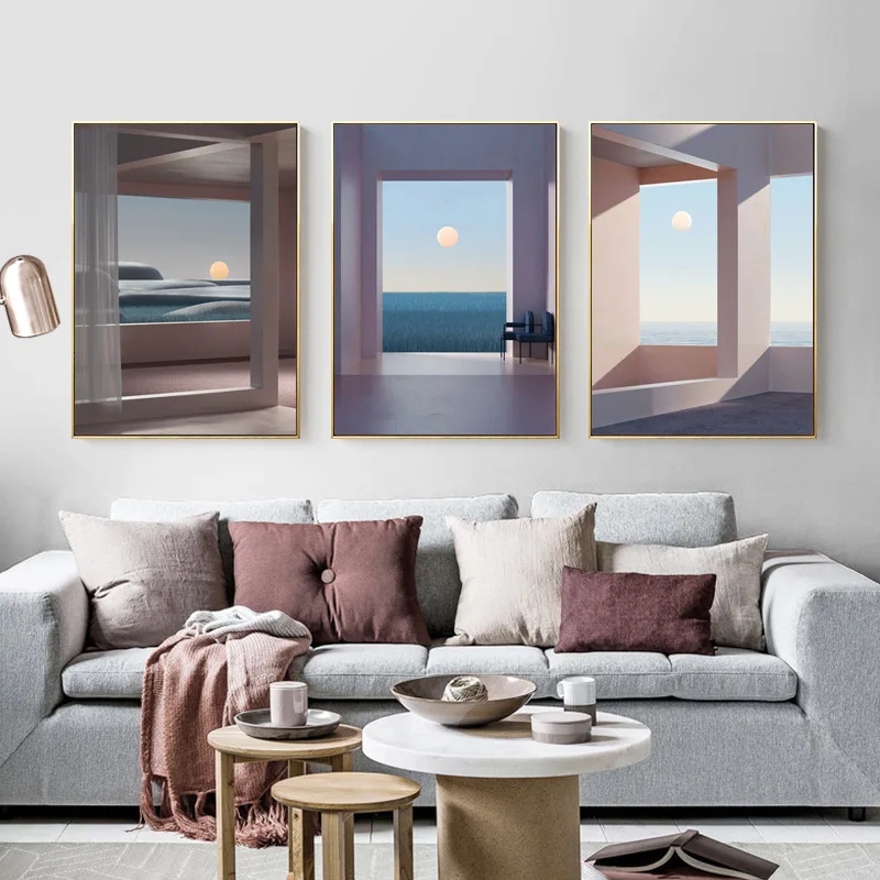 

Modern Morandi Simple Abstract Painting Decorative Painting Atmospheric Architecture Living Room Porch Sofa Frameless Core