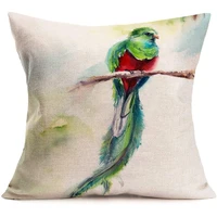 asamour watercolor ink painting animal style throw pillow covers bird pattern cotton linen cushion case square home sofa
