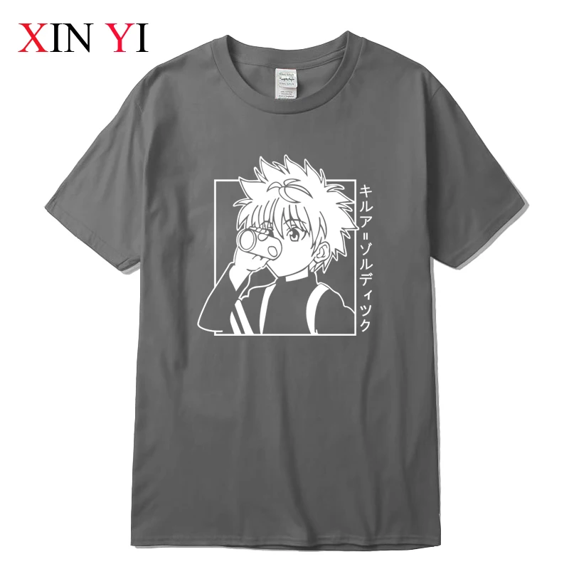 XIN YI Men's Casual High Quality 100% Cotton T-shirt Tops Kawaii Hunter X Tshirt Killua Zoldyck Anime Tee Shirt | Мужская одежда