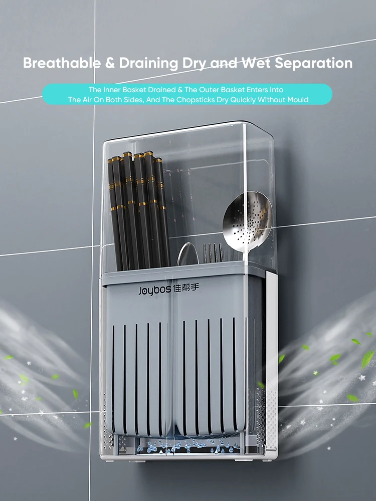 

JOYBOS Dust-Proof Chopsticks Storage Box Wall-Mounted Kitchen Household Mold-Proof Chopsticks Kitchen Storage Container