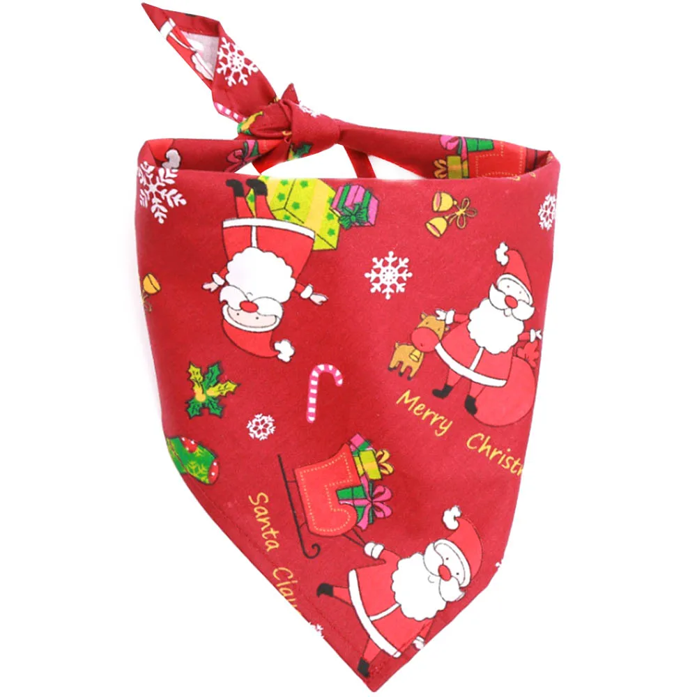 Рождественский фон с рисунком Санта Клауса шарф для домашних животных Красная