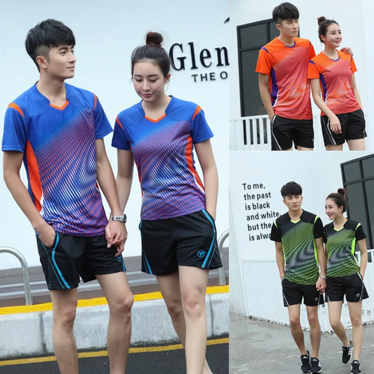 Male-Femal-Child Tennis T-Shirts , OV- Collar Quick Dry Tennis T-Shirt, Girls Badminton Clothes ,Boys Kit Table Tee Shirt Shorts