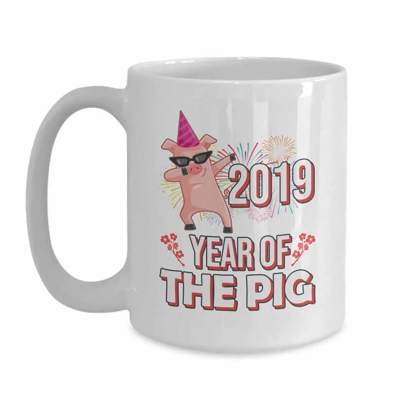 Кружка с новым годом 2019 год свиньи-11 унций Белый кофе | Чайная кружка праздничные