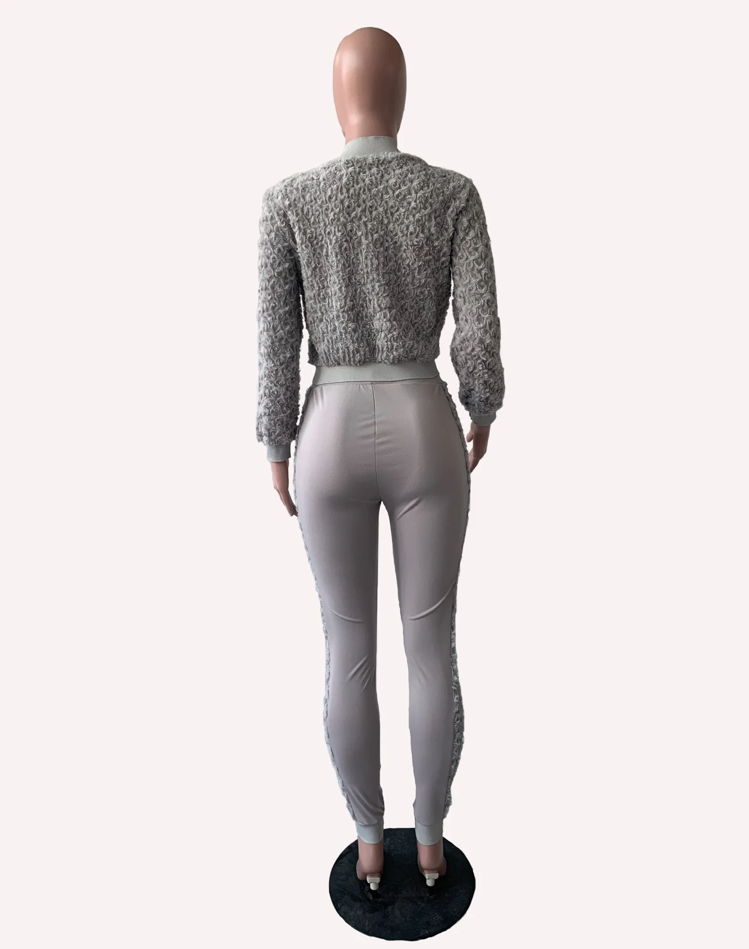 

HAOOHU 2019 Autumn Winter Full Sleeve Flower Striped Print Jackets Top Full Pants 2 piece sets outfits for women sweatsuit