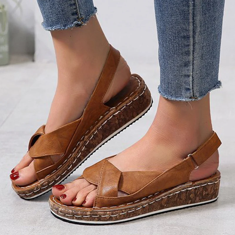 2020 Лето Дамы Сандалии Женщин Крюк Loop Квартиры Твердые Плюс Размер Non Slip Famale