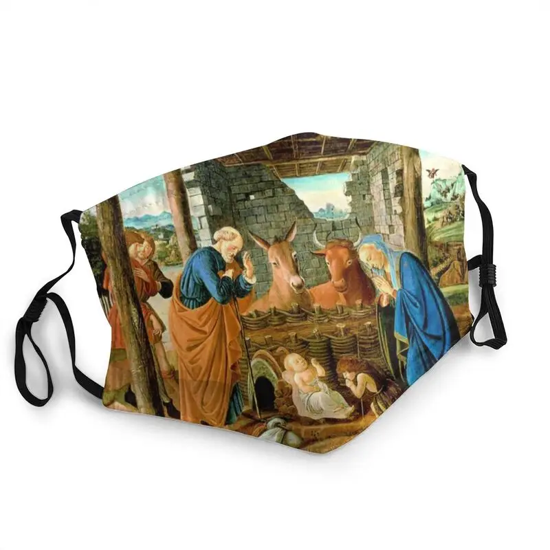 

The Nativity Famous By Sandro Botticelli Washable Face Mask Adult Renaissance Dustproof Protection Cover Respirator Mouth Muffle