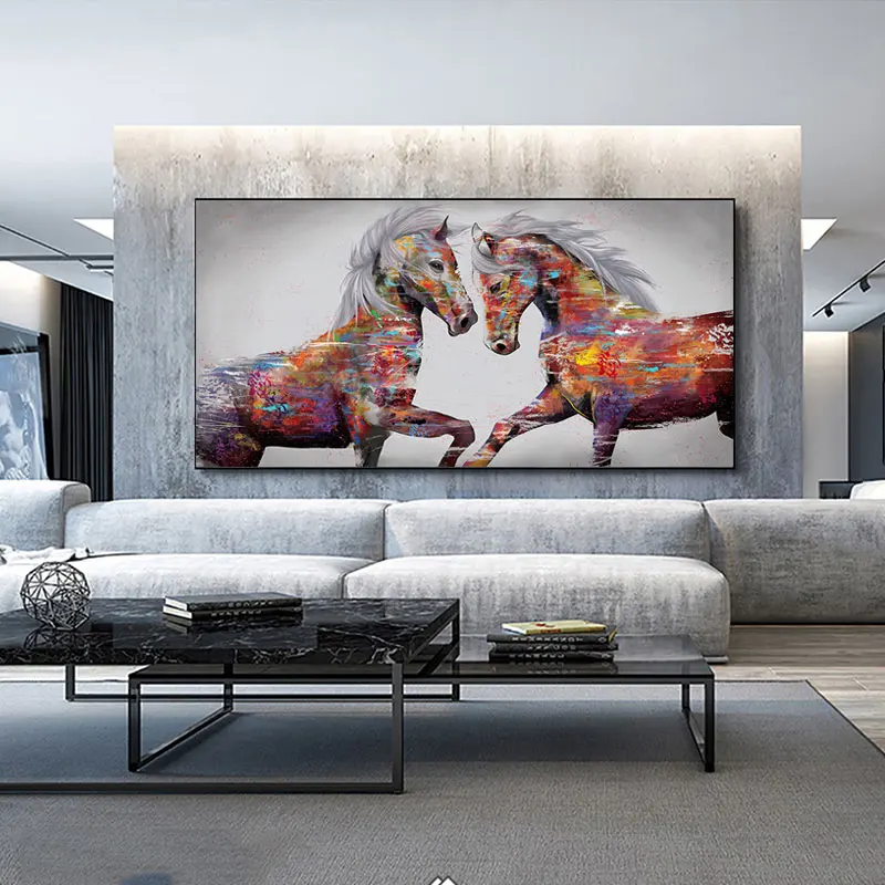 Абстрактные постеры и принты лошадей Современная Картина на холсте с