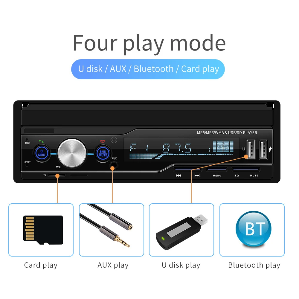 T100 7 дюймов Автомобильный стерео MP5 плеер HD сенсорный экран RDS FM AM радио Bluetooth USB AUX головное устройство Автомобильный резервный монитор 5