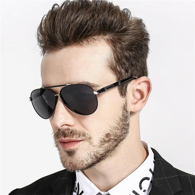 

2021 Fashion Pilot Men Polarized Sunglasses Oversized Metal Aviation Male Sun Glasses Classic Black Driving Shades UV400 TYJ-71