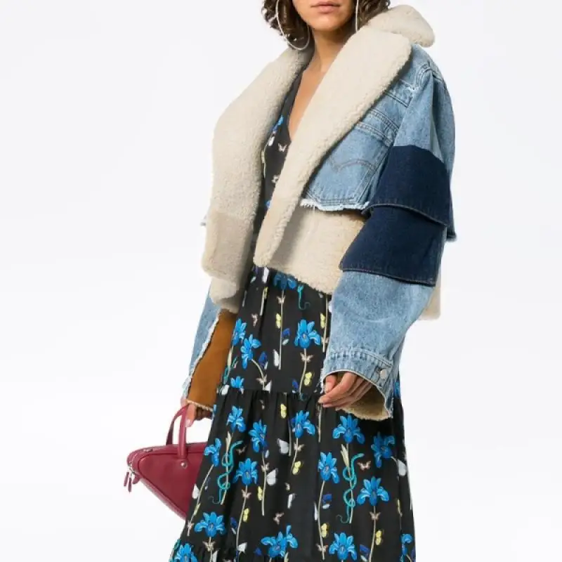 

Women Plus Velvet Denim Coat Special Design Patchwork Winter New Thick Fleece Short Motorcycle Jacket Thermal Femme Streetwear