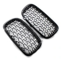 1 pair meteors kidney front grille auto racing grille premium abs for bmw f15 x5 2014 2016 blacksilver racing grills