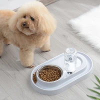 1pc plastic stainless steel pet dog puppy cat rabbit feeding dish bowl food automatic water dispenser double drink eating feeder