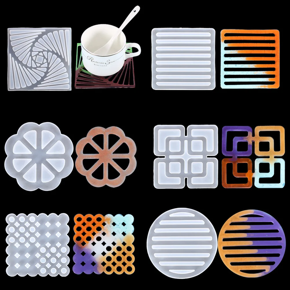 

Geometric Coaster Resin Mold Nordic Style Cup Mat DIY Crystal Epoxy Silicone Mold Tea Tray Mold Home Decoration Handmade Tools