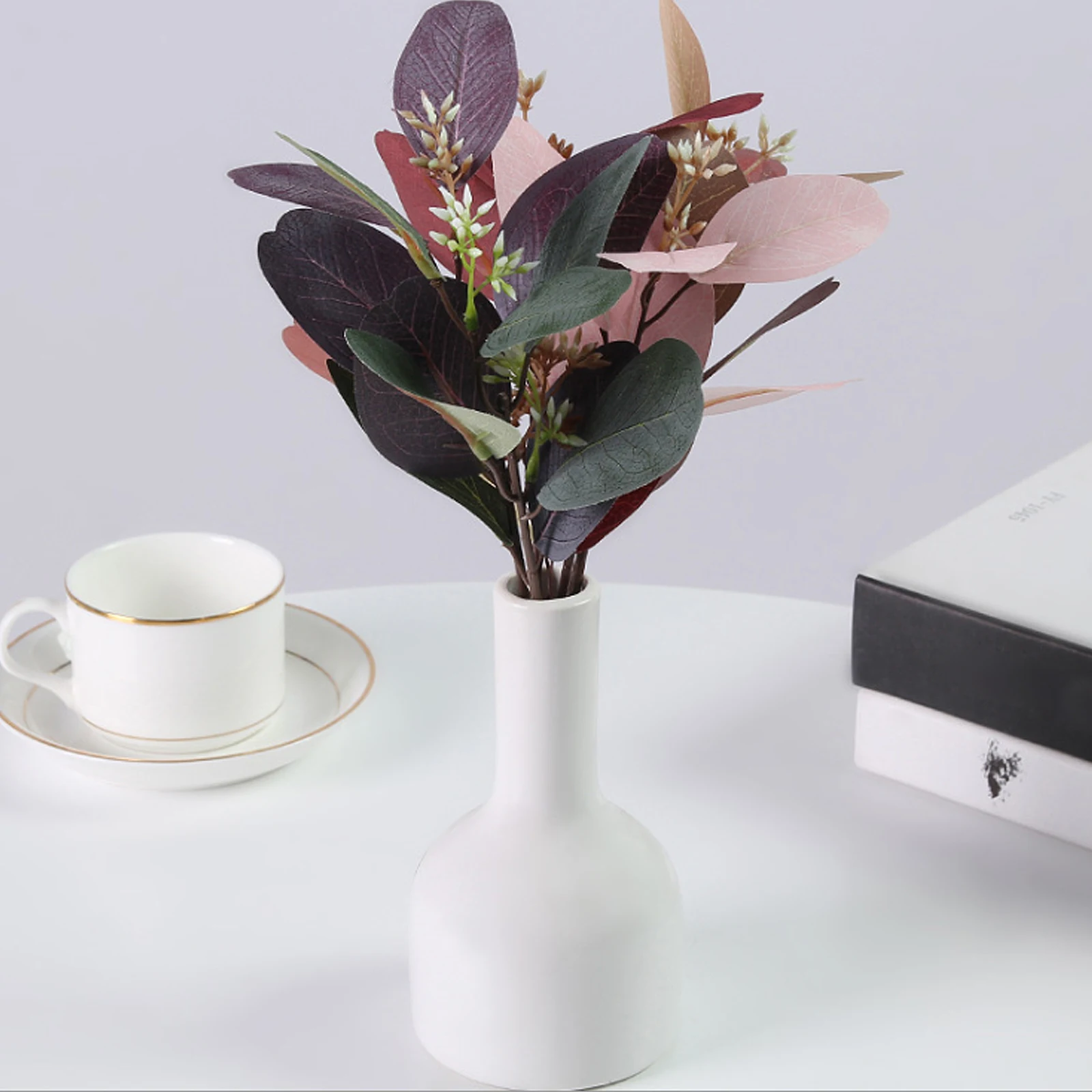 

10pcs Silk Leaf Simulation Plant Artificial Eucalyptus Leaves Photography Props Durable High Quality Home Decoration Flowers