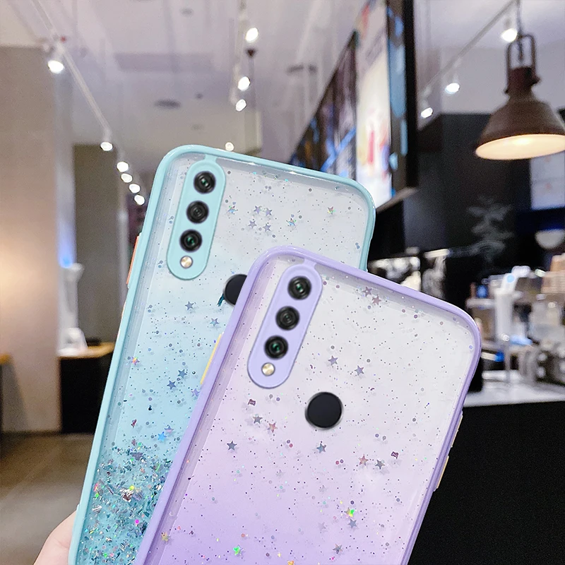 Colorful Glitter Clear Epoxy Acrylic Phone Case For Redmi Note 10 Pro 9 8 9C 9A Mi Poco X3 M3 Lite Shockproof Cover | Мобильные