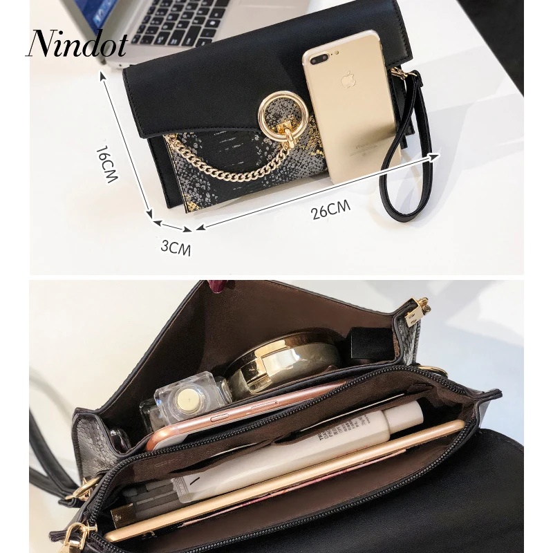 Nindot Брендовая женская сумка с цепочкой, конверт, клатч, сумка на плечо, вечерняя сумка с кошельком, Хобо, женские несессер, сумки для