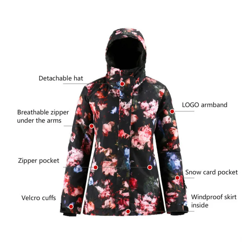 

Winter thick warm ski suit pants set waterproof windproof breathable outdoor single board ski suit For women 911