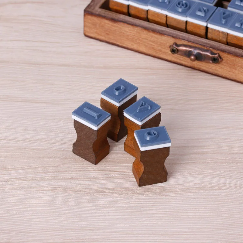 

P15D 30pcs Retro Alphabet Letter Uppercase Lowercase Wooden Rubber Stamp Set Craft