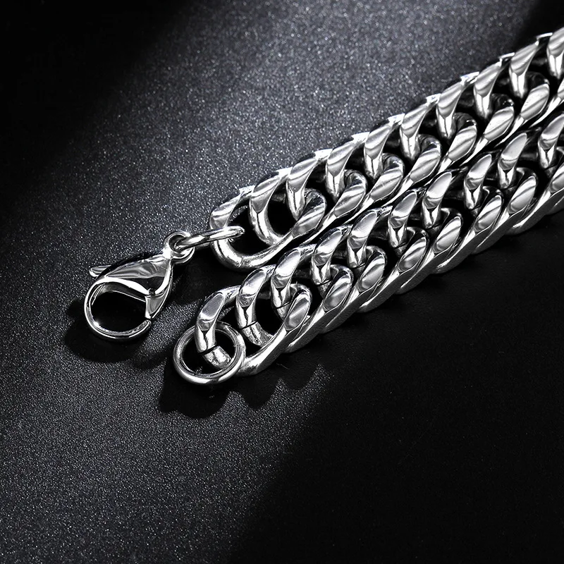 Модный браслет цепочка из нержавеющей стали в Кубинском стиле серебряного цвета