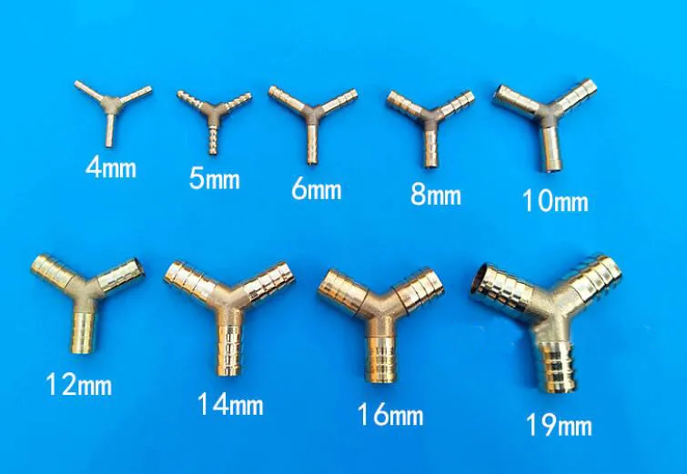 

Y Shape 3 Ways 4/5/6/8/10/12/14/16mm Hose Barb Fitting Adapter Coupler Connector Gold Tone